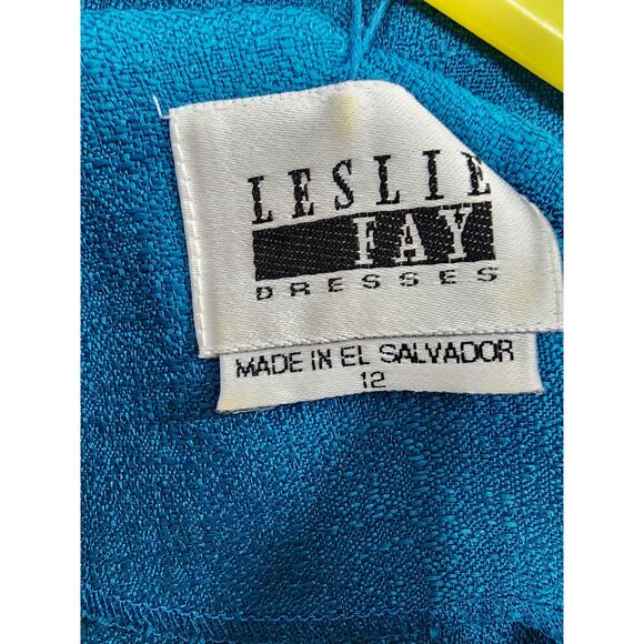 Vintage Leslie Fay Short Sleeve Blazer Striped Pleated Skirt Set Size 12 Blue - Picture 5 of 16
